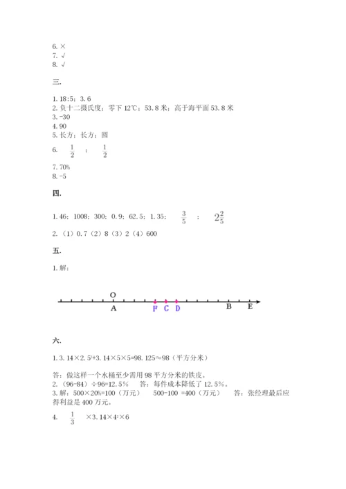 沪教版六年级数学下学期期末测试题精品【预热题】.docx