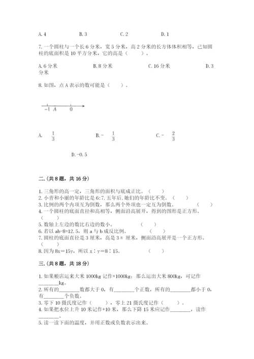 河南省平顶山市六年级下册数学期末测试卷附答案（名师推荐）.docx