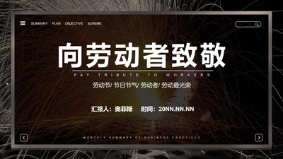 黑色简约风五一劳动节PPT模板
