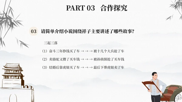 古风骆驼祥子文学读书分享课件PPT模板