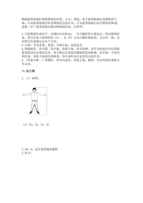 教科版二年级下册科学期末测试卷及答案最新