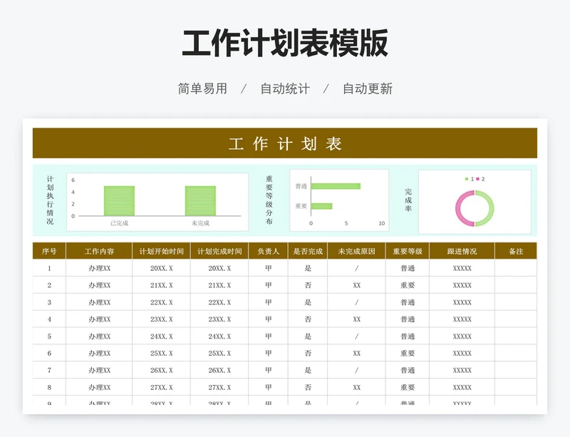 工作计划表模版