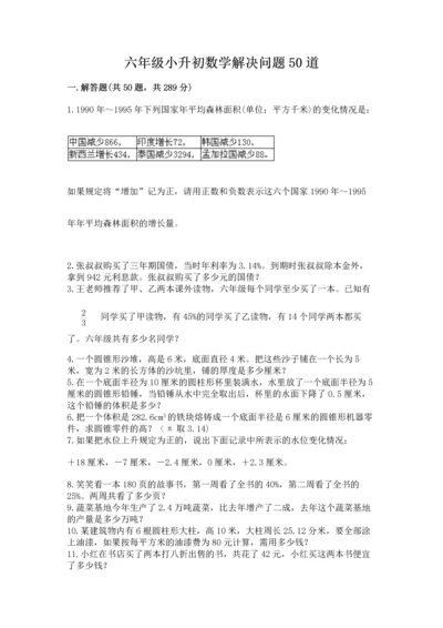 六年级小升初数学解决问题50道精品（夺分金卷）.docx