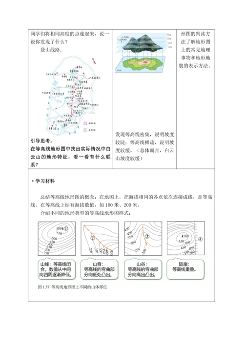 【大单元教学】2.2地图大单元整体教学--人教版（新课标）七上（地形图的判读课时设计）