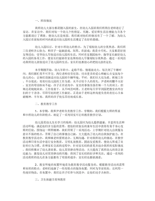 幼儿小班的教学总结