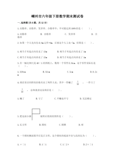 嵊州市六年级下册数学期末测试卷（培优）.docx