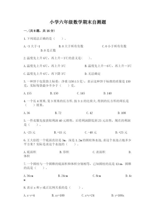 小学六年级数学期末自测题（名校卷）.docx