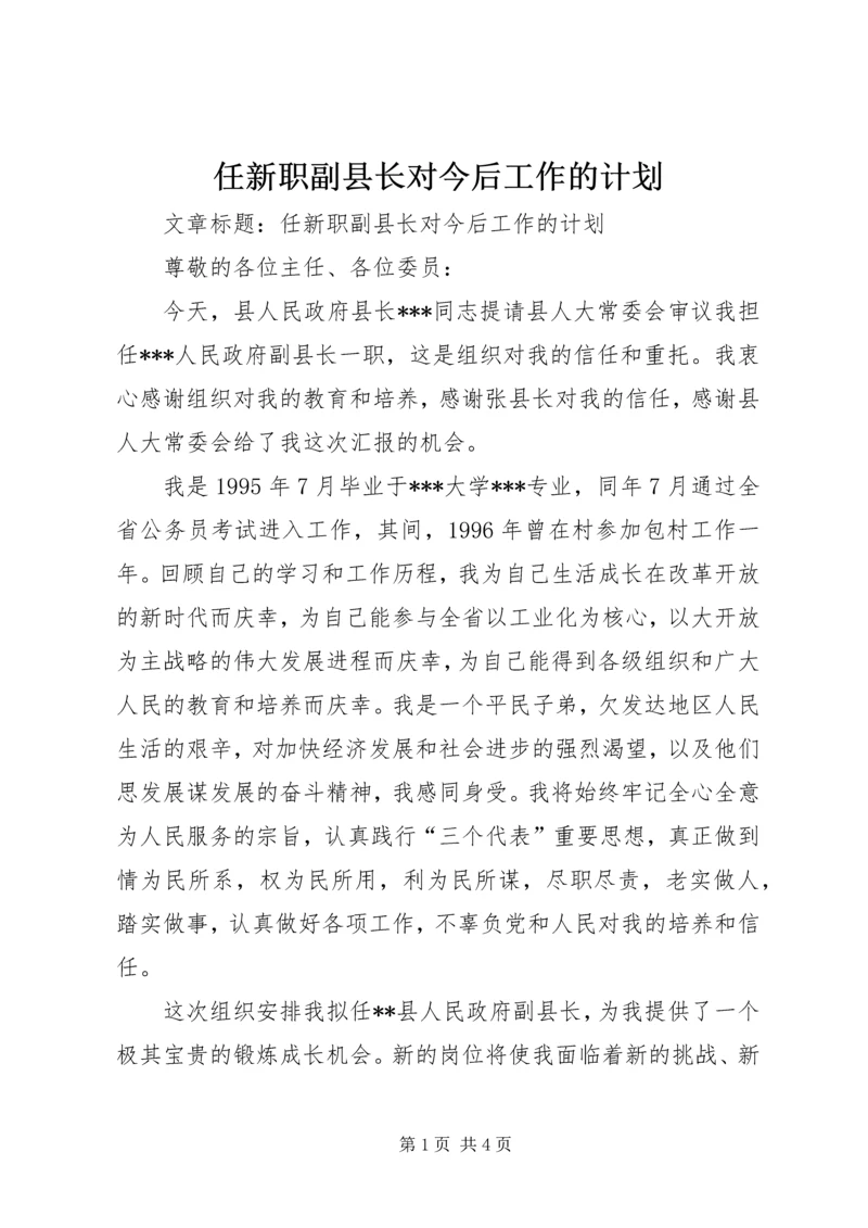 任新职副县长对今后工作的计划.docx