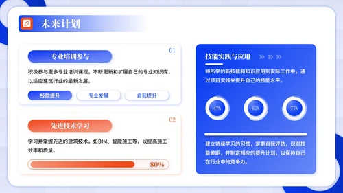 蓝色插画风建筑企业员工年中总结PPT模板