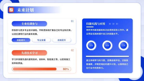 蓝色插画风建筑企业员工年中总结PPT模板