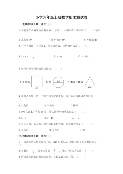 小学六年级上册数学期末测试卷精品（易错题）.docx