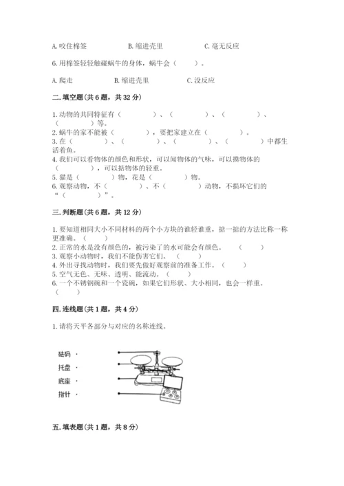教科版小学科学一年级下册期末测试卷word版.docx