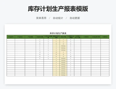 库存计划生产报表模版