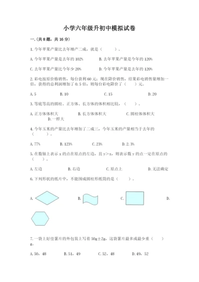 小学六年级升初中模拟试卷精品（满分必刷）.docx