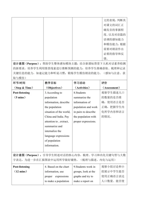 外研版八年级上册  Module 9 Population单元整体教学设计