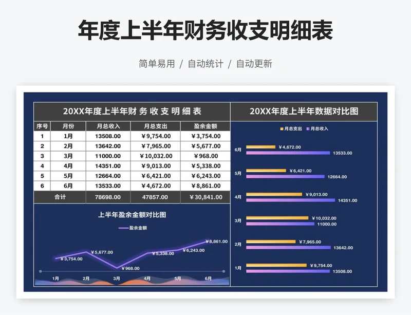 年度上半年财务收支明细表