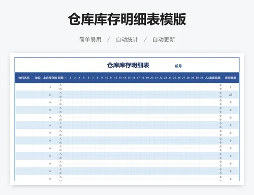 仓库库存明细表模版