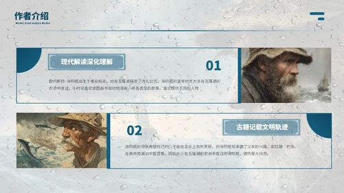 蓝色商务风【老人与海】读书分享ppt模板