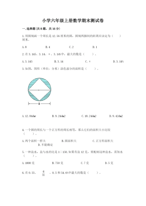 小学六年级上册数学期末测试卷带答案（精练）.docx