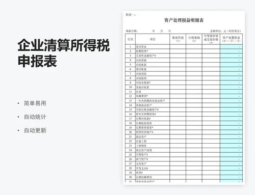 企业清算所得税申报表