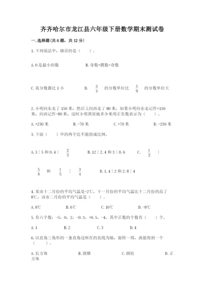 齐齐哈尔市龙江县六年级下册数学期末测试卷完美版.docx