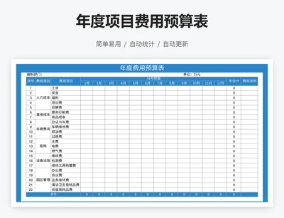 年度项目费用预算表