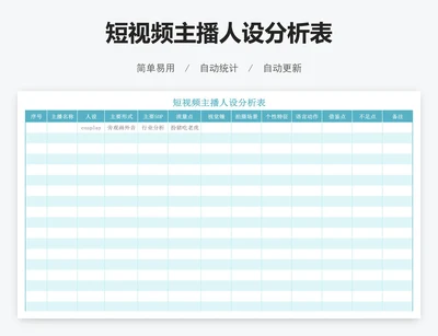 短视频主播人设分析表