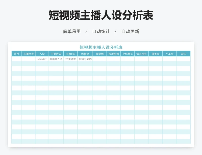 短视频主播人设分析表