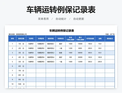 车辆运转例保记录表