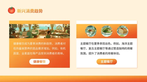 橙色插画风餐饮：餐饮行业消费报告总结