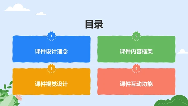 蓝色卡通风教学课件模板PPT模板