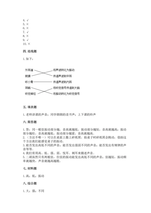 教科版科学四年级上册第一单元《声音》测试卷含答案（研优卷）.docx