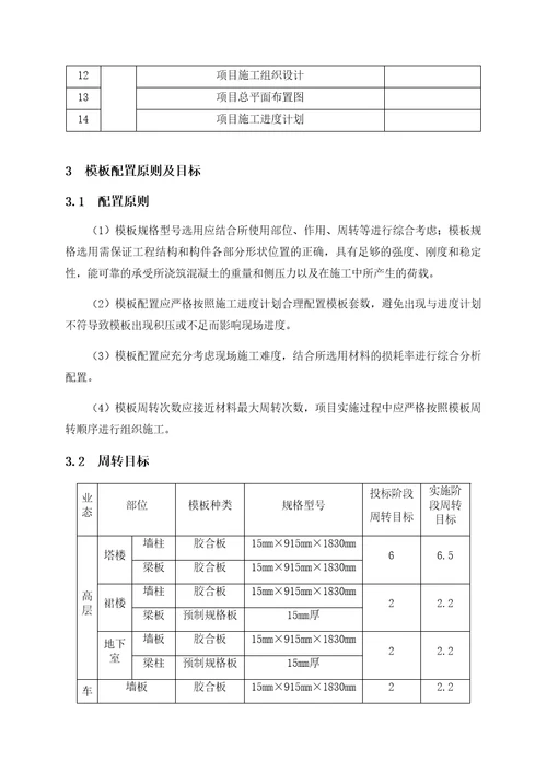 模板周转施工方案参考样本