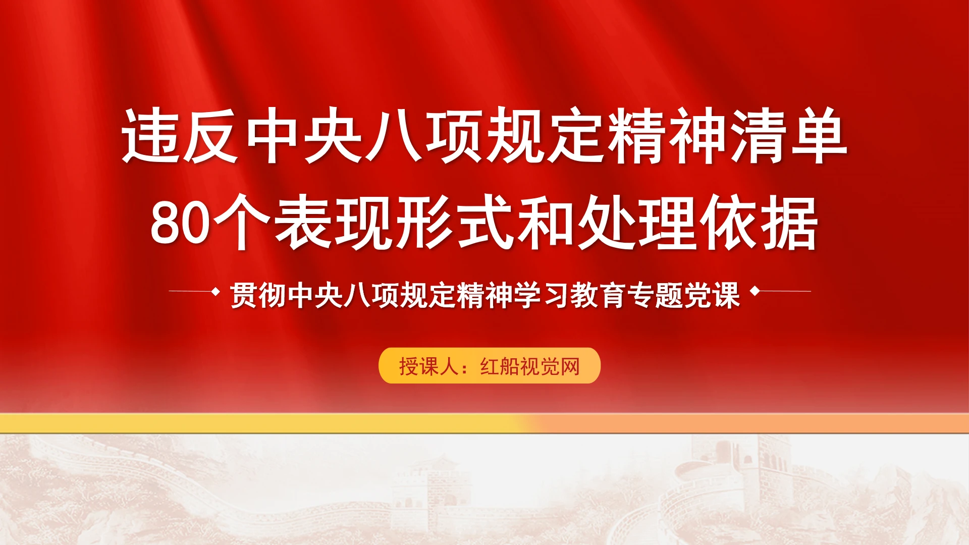 2025违反中央八项规定精神清单80个表现形式和处理依据ppt