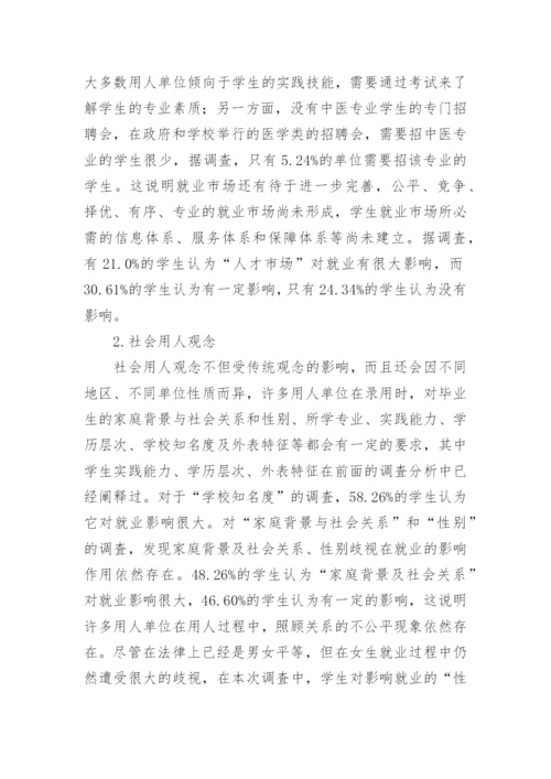 研究影响中医专业毕业生就业问题的因素论文.docx