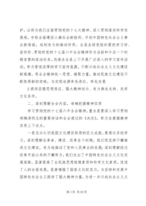 深入学习贯彻党的十七届六中全会精神全面推动边疆少数民族地区宣传思想文化工作发展.docx