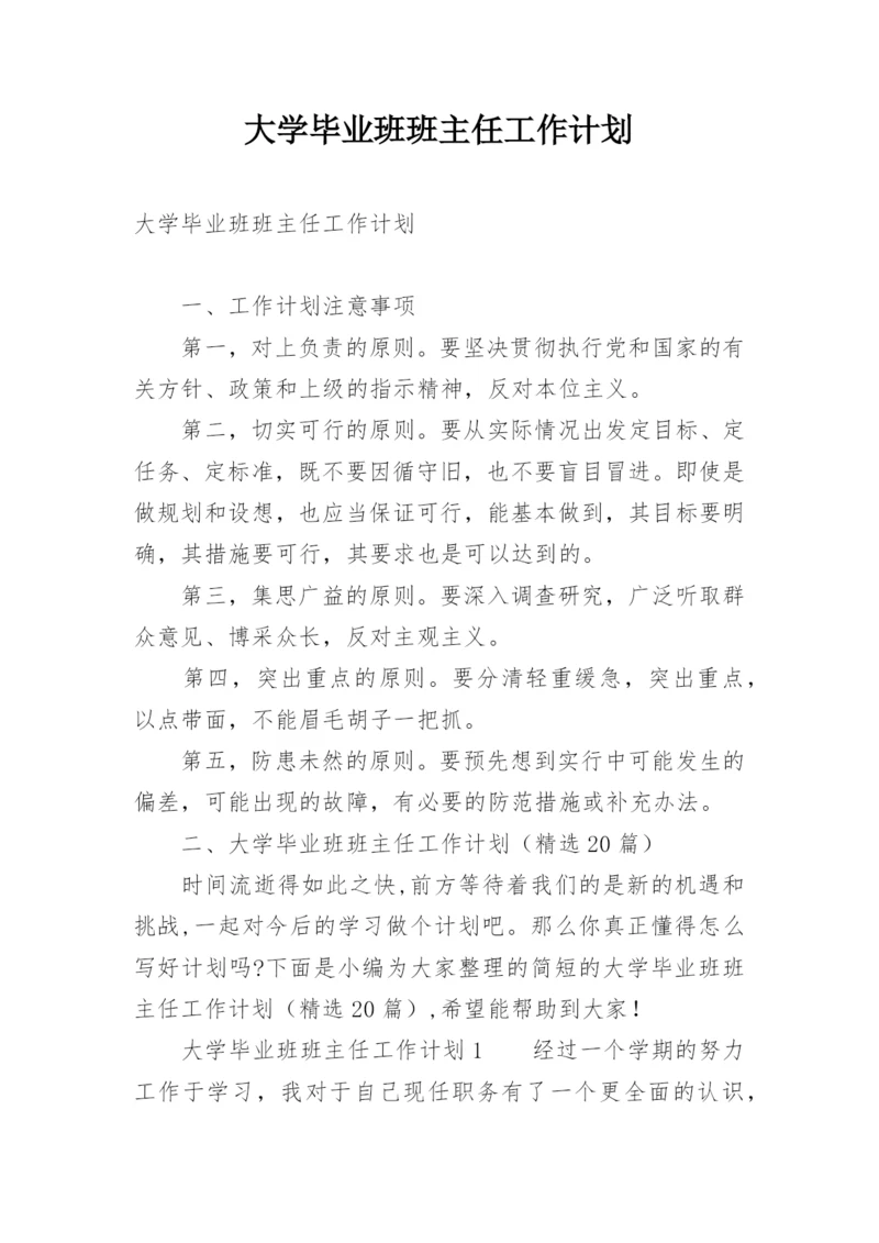 大学毕业班班主任工作计划.docx