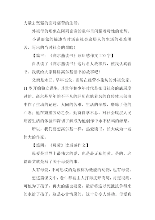 高尔基读后感200字.docx