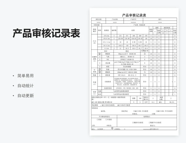 产品审核记录表