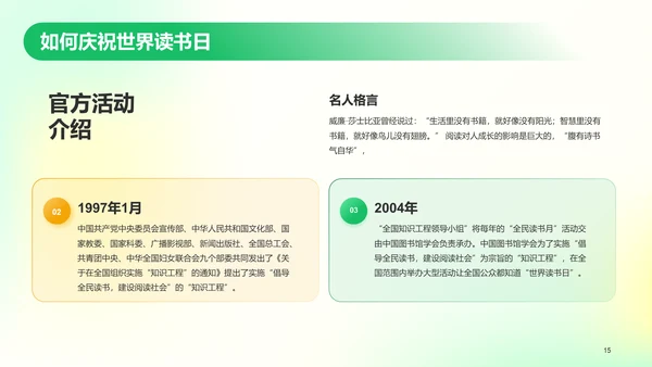 绿色弥散创意世界读书日科普