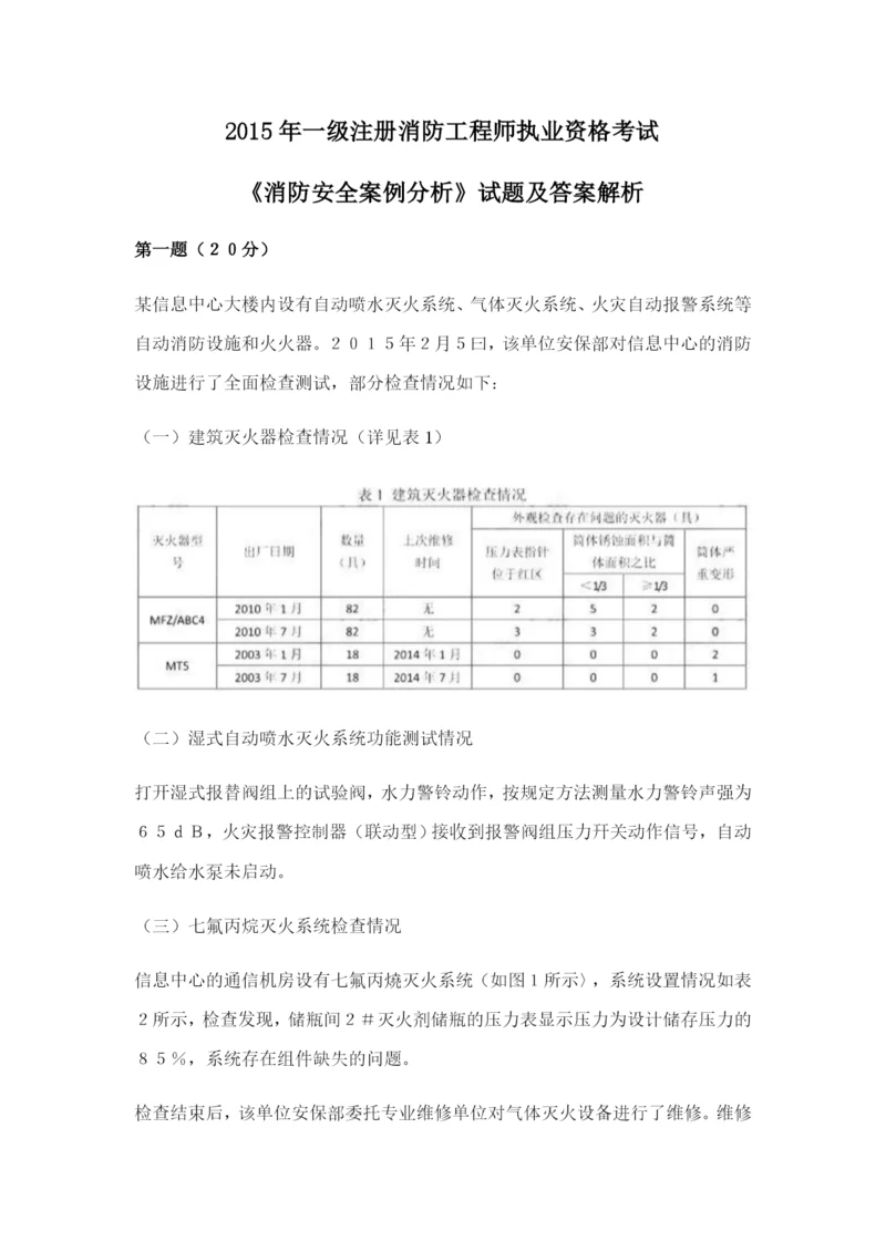 2015年一级注册消防工程师执业资格考试.docx