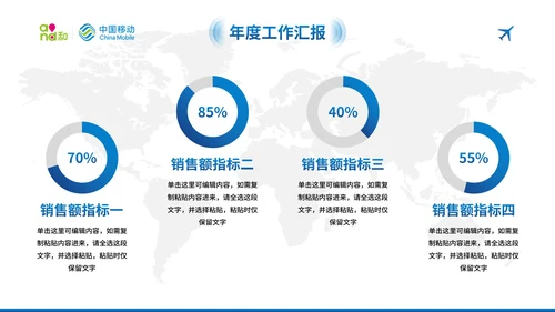 蓝色现代中国移动工作汇报总结PPT模板