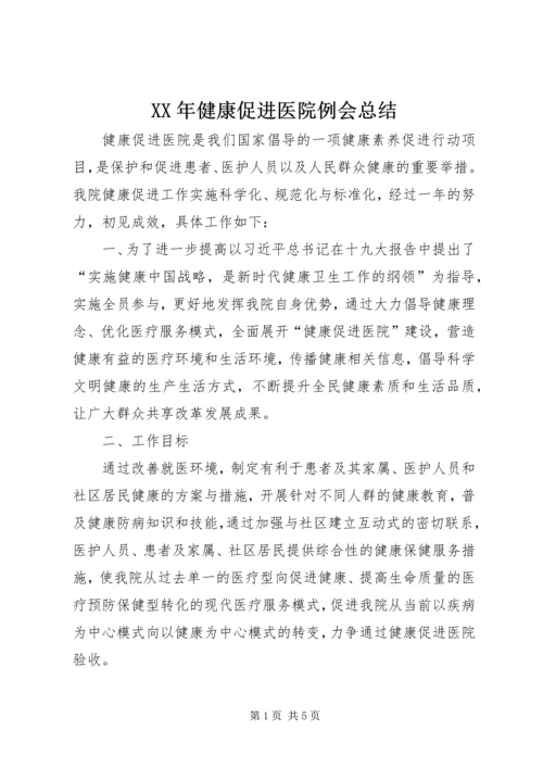 XX年健康促进医院例会总结.docx