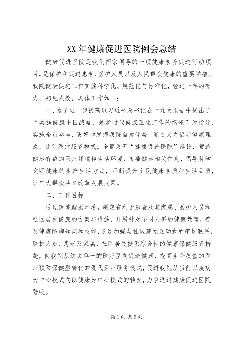 XX年健康促进医院例会总结.docx