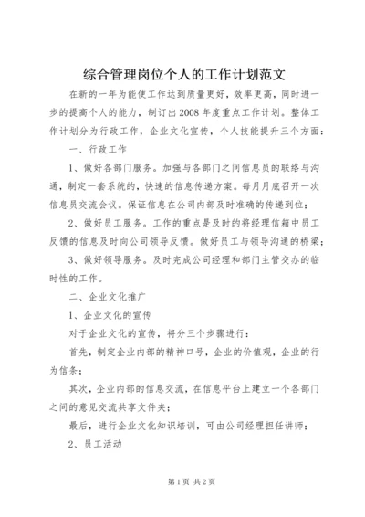 综合管理岗位个人的工作计划范文.docx