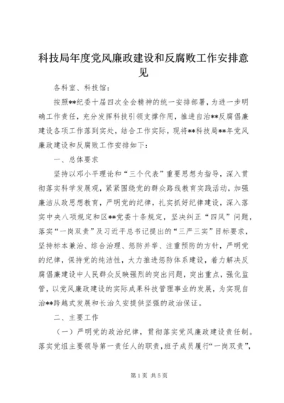 科技局年度党风廉政建设和反腐败工作安排意见.docx