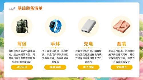 橙黄色3D关于跨越山海的慢旅行计划PPT模板