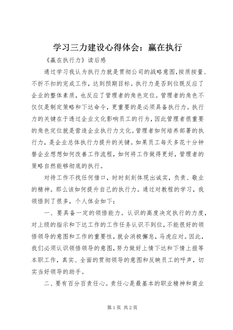 学习三力建设心得体会：赢在执行 (3).docx