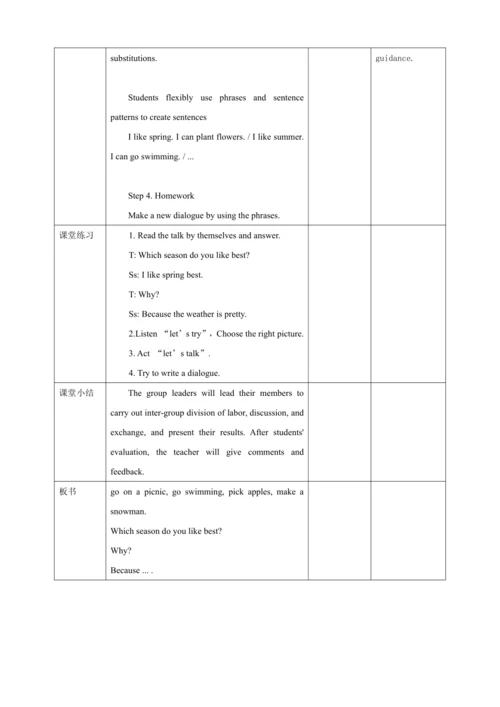 Unit 2 My favourite season Part B let’s learn 全英文教