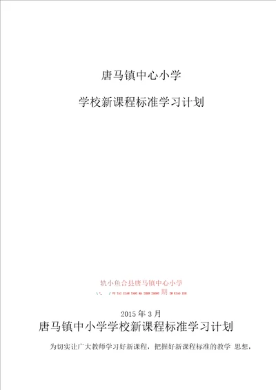 学校新课程标准学习计划